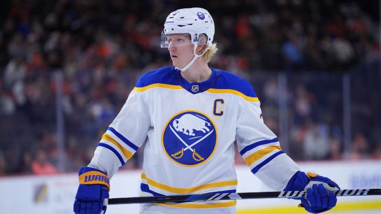 Buffalo Sabres' Rasmus Dahlin plays during an NHL hockey game, Saturday, Nov. 16, 2024, in Philadelphia. (Matt Slocum/AP)
