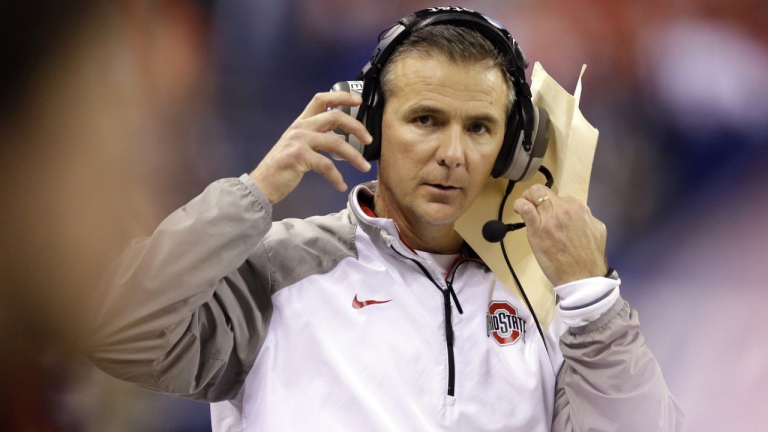 Ohio State head coach Urban Meyer watches from the sidelines during the second half of the Big Ten Conference championship NCAA college football game against Wisconsin (AP/Darron Cummings)