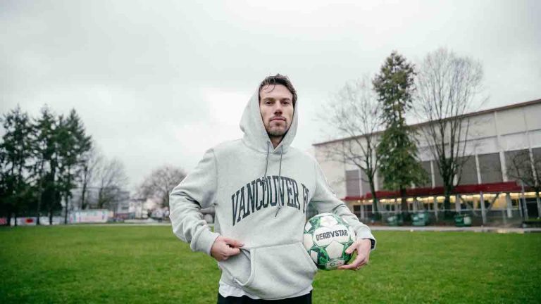 Vancouver FC midfielder Ben Fisk is shown in a Jan. 5, 2024 handout photo, at East Vancouver's Britannia Oval where he grew up playing soccer. Fisk announced his retirement as a player Thursday. THE CANADIAN PRESS/HO, Beau Chevalier, Vancouver FC