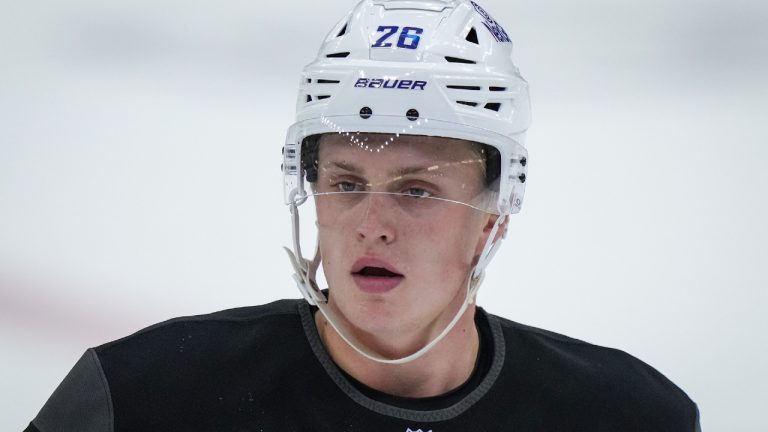 Vancouver Canucks defenceman Elias Pettersson skates during the opening day of the NHL hockey team's training camp, in Penticton, B.C., on Thursday, September 19, 2024. (Darryl Dyck/CP)