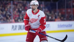 Detroit Red Wings' Dylan Larkin plays during an NHL game, Thursday, Dec. 12, 2024, in Philadelphia. (AP/Matt Slocum)