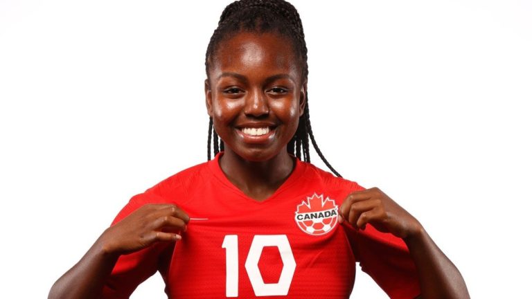 This undated photo shows former Canada under-20 captain Nikayla Small posing during a media session with Canada Soccer. The midfielder has signed with AFC Toronto of the new Northern Super League. THE CANADIAN PRESS/HO-Soccer Canada