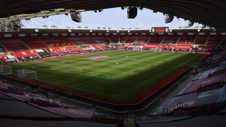 A general view of St. Mary's Stadium before the English Premier League soccer match between Southampton and Tottenham Hotspur in Southampton, England, Sunday, Sept. 20, 2020. (Justin Tallis/Pool via AP, File)