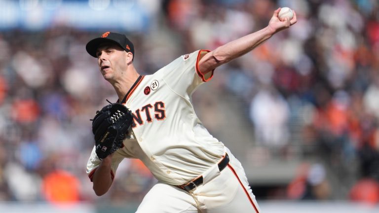 San Francisco Giants pitcher Taylor Rogers during a baseball game against the San Diego Padres in San Francisco, Sunday, Sept. 15, 2024. (AP/Jeff Chiu)