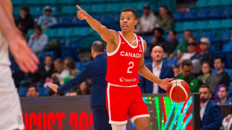 Canada centre Trae Bell-Haynes moves the ball against Mexico during FIBA Men's AmeriCup 2025 Qualifiers in Saskatoon, Sask., Sunday, Nov. 24, 2024. THE CANADIAN PRESS/Liam Richards
