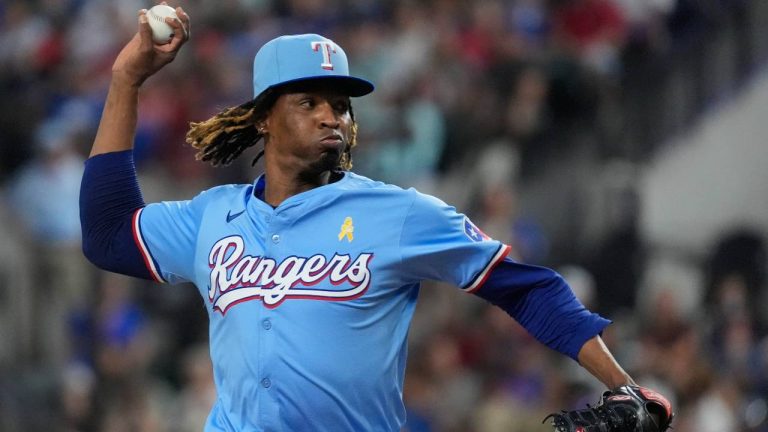 José Ureña throws for the Texas Rangers during the second inning of a baseball game against the Oakland Athletics. (LM Otero/AP)