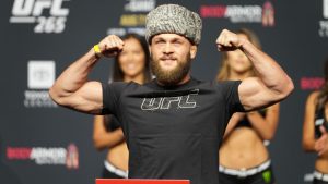 Rafael Fiziev steps on the scale for the Ceremonial Weigh-ins for UFC 265 - Lewis vs Gane on August 6, 2021 in Houston, TX, United States. (Photo by Louis Grasse/PxImages/ABACAPRESS.COM)