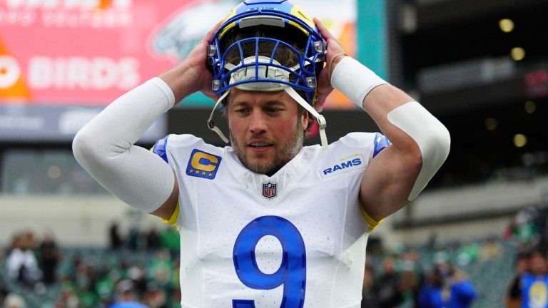 Los Angeles Rams' Matthew Stafford in action during an NFL football NFC divisional playoff game against the Philadelphia Eagles, Sunday, Jan. 19, 2025, in Philadelphia. (Derik Hamilton/AP)