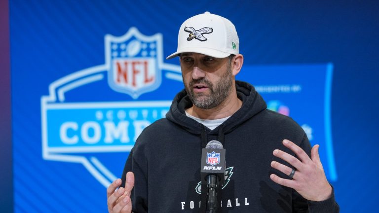 Philadelphia Eagles head coach Nick Sirianni speaks during a press conference at the NFL football scouting combine in Indianapolis, Tuesday, Feb. 25, 2025. (Michael Conroy/AP Photo)