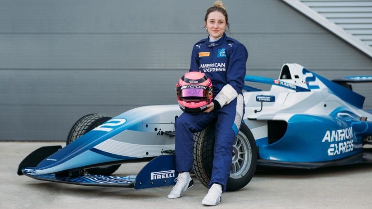 Canadian driver Nicole Havrda poses in this undated handout photo. Havrda will race for Hitech Grand Prix in the F1 Academy series this season. Launched by Formula One in 2023, F1 Academy was created to help young women develop and rise to higher levels of motorsport. It is considered the top female-only championship. (CP/HO - Parc Fermé Co)