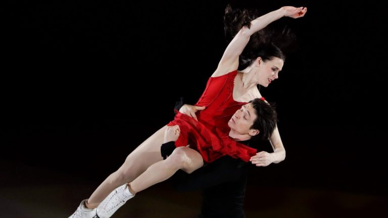 Tessa Virtue and Scott Moir of Canada perform during the figure skating exhibition gala in the Gangneung Ice Arena at the 2018 Winter Olympics in Gangneung, South Korea, Sunday, Feb. 25, 2018. (Felipe Dana/AP)