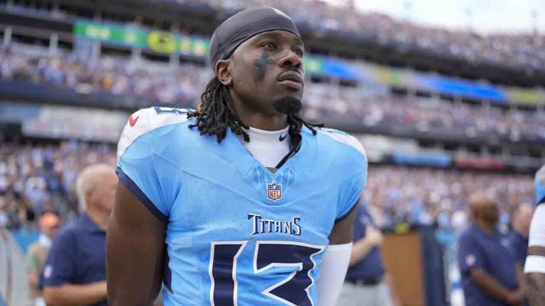 Tennessee Titans cornerback Chidobe Awuzie (13) before an NFL football game against the Green Bay Packers, Sunday, Sept. 22, 2024, in Nashville, Tenn. (George Walker IV/AP)
