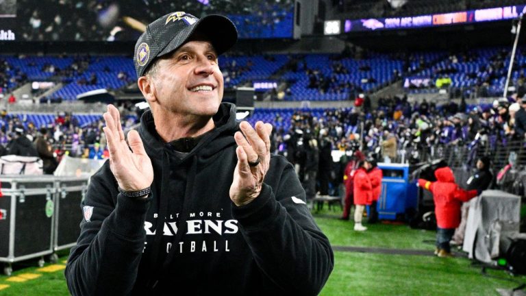 Baltimore Ravens head coach John Harbaugh reacts prior to an NFL wild-card playoff football game against the Pittsburgh Steelers, Saturday, Jan. 11, 2025, in Baltimore. (Nick Wass/AP)