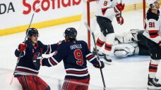Iafallo scores twice, Jets down Devils for 50th win this season
