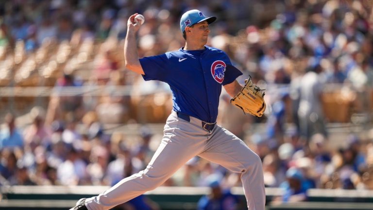 Chicago Cubs starting pitcher Cody Poteet throws during the first inning of a spring training baseball game against the Los Angeles Dodgers, Thursday, Feb. 20, 2025, in Phoenix. (Ashley Landis/AP)