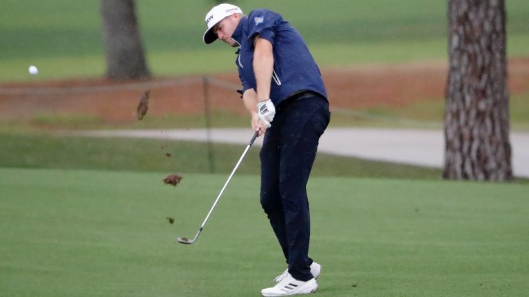 Taylor Pendrith hits on the 17th fairway during the first round of the Houston Open golf tournament, Thursday, March 27, 2025, in Houston. (AP/Michael Wyke)