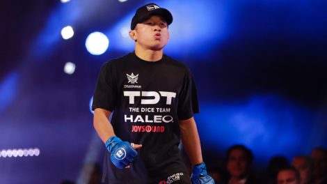 Japan's-Kyoji-Horiguchi-approaches-the-ring-for-a-bantamweight-championship-mixed-martial-arts-bout-against-Darrion-Caldwell-at-Bellator-222-in-June-of-2019-in-New-York.-Horiguchi-won-the-fight