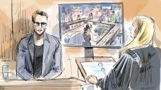 Jury in sexual assault trial shown video of players at bar