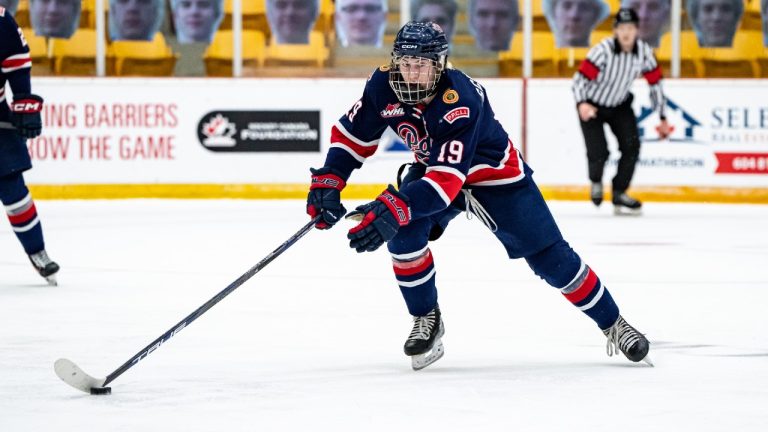 Maddox Schultz of the Regina Pat Canadians is projected to be the first pick in the upcoming WHL Draft. (Ethan Cairns/Hockey Canada Images)