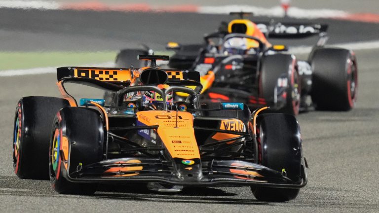 McLaren driver Oscar Piastri of Australia in action during the qualifying for the Formula One 2025 Bahrain Grand Prix, in Sakhir, Saturday, April 12, 2025. (Darko Bandic/AP)