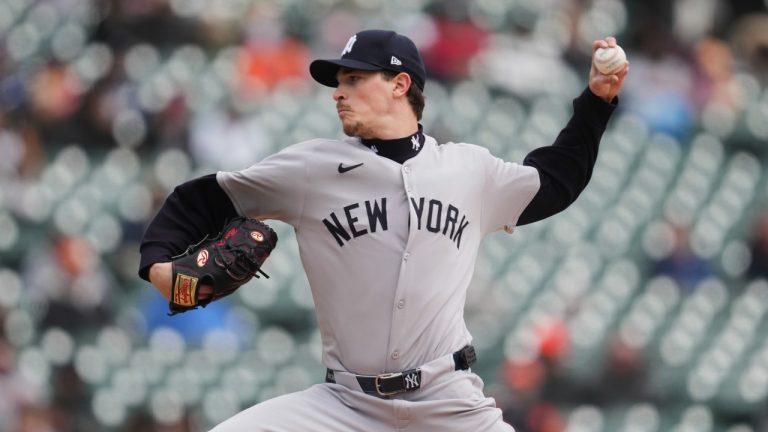 New York Yankees pitcher Max Fried throws against the Detroit Tigers in the first inning during a baseball game, Wednesday, April 9, 2025, in Detroit. (Paul Sancya/AP)