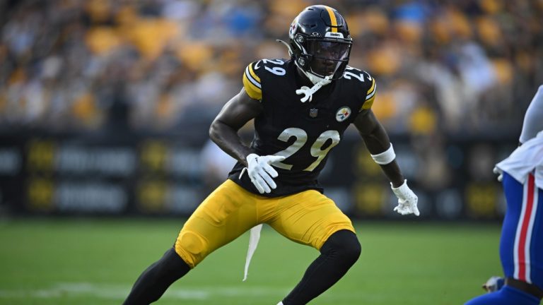 Pittsburgh Steelers cornerback Ryan Watts runs during the first half of an NFL exhibition football game against the Buffalo Bills, Saturday, Aug. 17, 2024, in Pittsburgh. (David Dermer/AP)