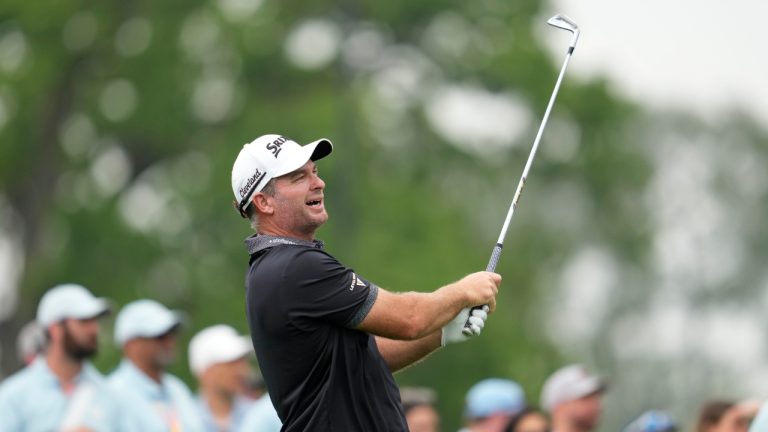 Ryan Fox, of New Zealand, hits from the second tee during the final round of the Houston Open golf tournament in Houston, Sunday, March 30, 2025. (Ashley Landis/AP)