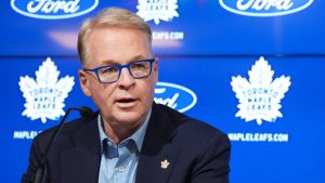 New Maple Leafs Sports & Entertainment president Keith Pelley speaks to the media during a press conference in Toronto on Friday, May 10, 2024. (Nathan Denette/CP)