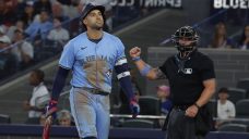 Blue Jays&#8217; Springer called out hopping on third base to end rally
