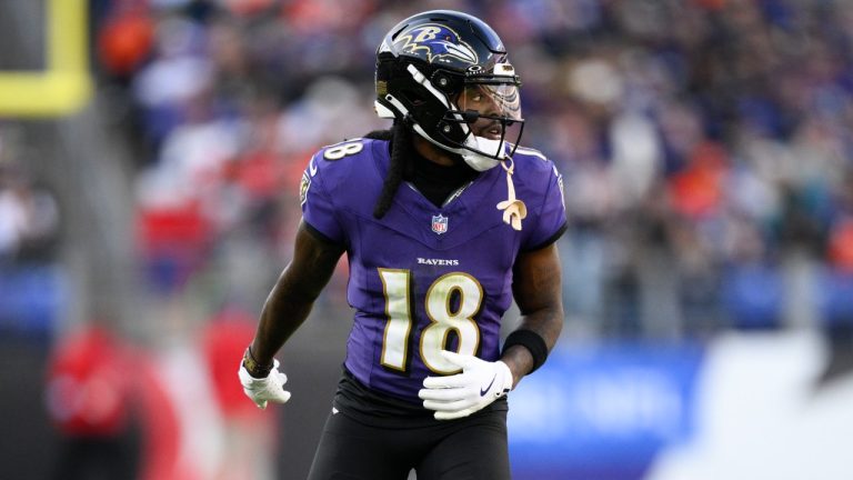 Baltimore Ravens wide receiver Diontae Johnson (18) in action during the second half of an NFL football game against the Denver Broncos, Sunday, Nov. 3, 2024, in Baltimore. (Nick Wass/AP)