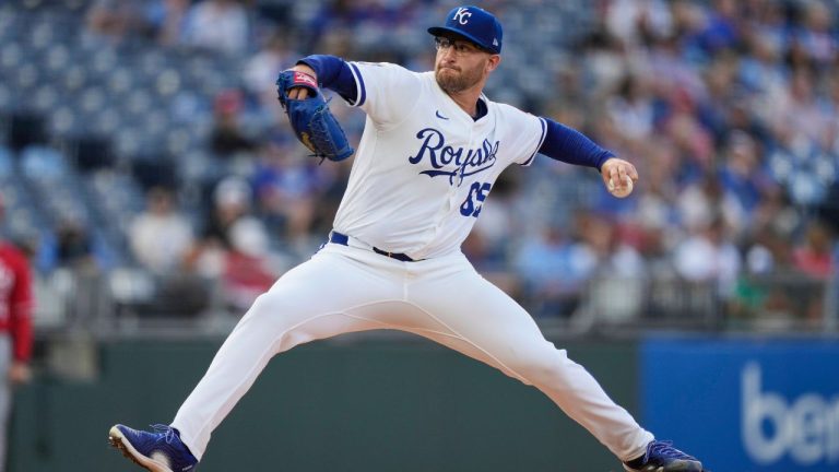 Kansas City Royals starting pitcher Noah Cameron throws during the first inning of a baseball game against the Cincinnati Reds, Wednesday, May 28, 2025, in Kansas City, Mo. (Charlie Riedel/AP)