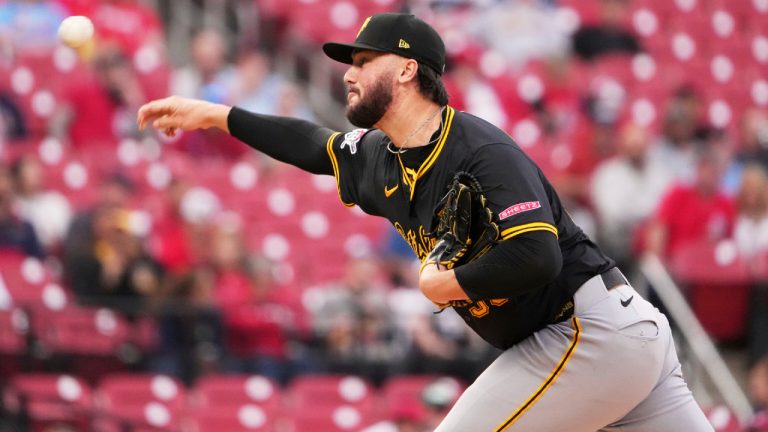 Pittsburgh Pirates starting pitcher Paul Skenes throws during the first inning of a baseball game against the St. Louis Cardinals Tuesday, May 6, 2025, in St. Louis. (Jeff Roberson/AP)
