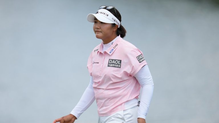 Haeran Ryu, of South Korea, walks off the third green during the final round of the Chevron Championship LPGA golf tournament Sunday, April 27, 2025, in The Woodlands, Texas. (Ashley Landis/AP Photo)