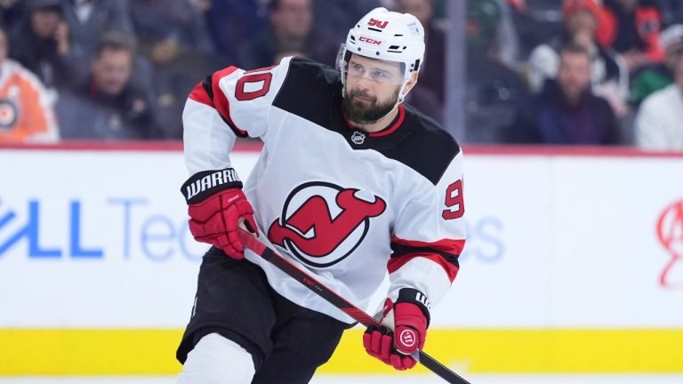 New Jersey Devils' Tomas Tatar plays during an NHL hockey game, Monday, Jan. 27, 2025, in Philadelphia. (Matt Slocum/AP)
