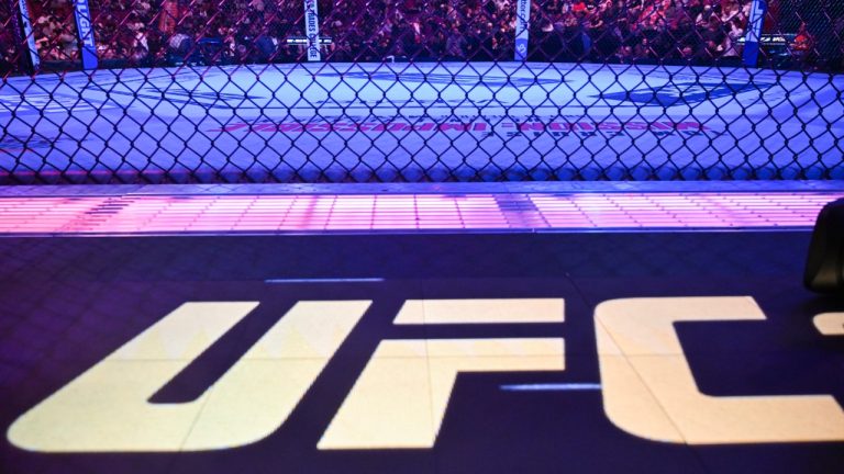 The Octagon and UFC logo during an event. (Graham Hughes/CP)