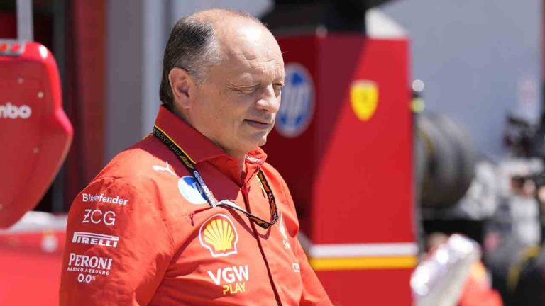 Ferrari Team Principal Fred Vasseur walks to the pit wall before the third practice at the Dino and Enzo Ferrari racetrack in Imola, Italy, Imola, Saturday, May 18, 2024. The Italy's Emilia Romagna Formula One Grand Prix will be held on Sunday. (Antonio Calanni/AP)