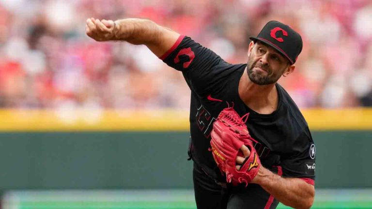 Cincinnati Reds pitcher Nick Martinez throws during the first inning of a baseball game against the San Diego Padres, Friday, June 27, 2025, in Cincinnati. (Jeff Dean/AP)