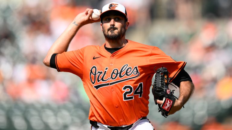 Baltimore Orioles starting pitcher Zach Eflin throws during the first inning of a game against the Tampa Bay Rays, Saturday, June 28, 2025, in Baltimore. (Nick Wass/AP)