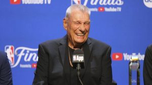 Chuck Daly Lifetime Achievement Award recipient Don Nelson speaks during a press conference before Game 2 of the NBA Finals basketball series against the Oklahoma City Thunder Sunday, June 8, 2025, in Oklahoma City. (Kyle Phillips/AP)