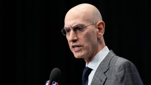 NBA Commissioner Adam Silver speaks during a press conference at the NBA basketball All-Star Saturday night festivities Saturday, Feb. 15, 2025, in San Francisco. (Godofredo A. Vásquez/AP)