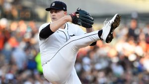 Detroit Tigers starting pitcher Tarik Skubal winds up to throw during the fourth inning of a baseball game against the Minnesota Twins, Sunday, June 29, 2025, in Detroit. (Jose Juarez/AP)