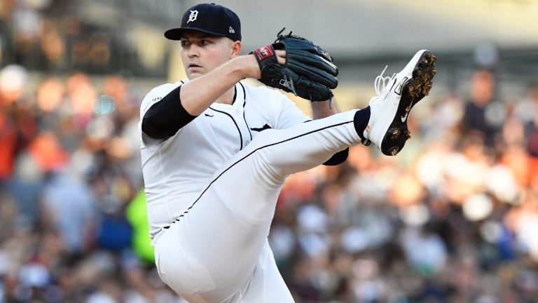 Detroit Tigers starting pitcher Tarik Skubal winds up to throw during the fourth inning of a baseball game against the Minnesota Twins, Sunday, June 29, 2025, in Detroit. (Jose Juarez/AP)
