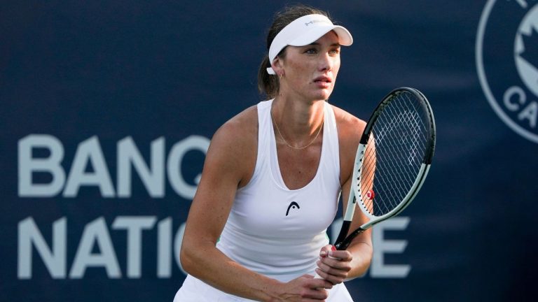 Canadian tennis player Carson Branstine is seen in this handout photo competing at the 2024 Granby National Bank Challenger in Granby, Que. on July 19, 2024. (Sarah-Jäde Champagne/CP/HO-Tennis Canada)
