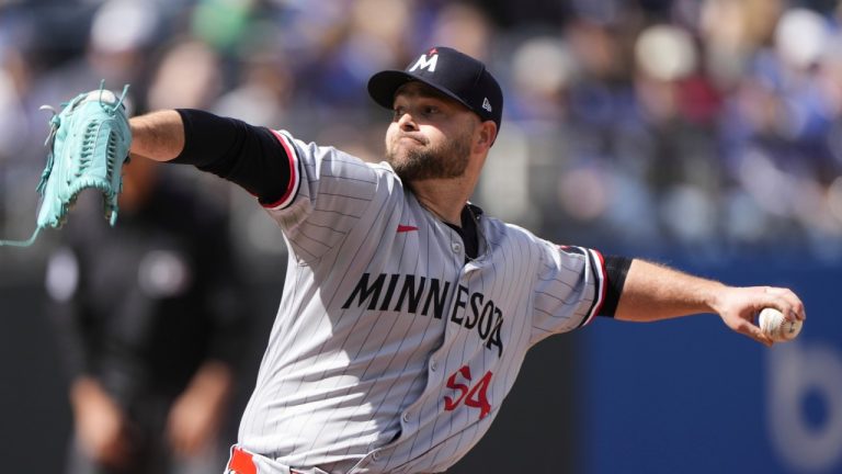 Minnesota Twins relief pitcher Danny Coulombe during the seventh inning of a baseball game against the against the Kansas City Royals, Thursday, April 10, 2025, in Kansas City, Mo. (Charlie Riedel/AP)