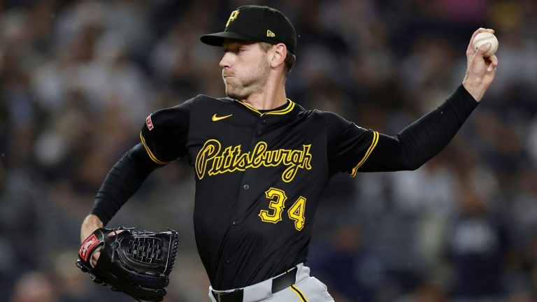 Pittsburgh Pirates' Joey Wentz pitches during the fifth inning of a baseball game against the New York Yankees Friday, Sept. 27, 2024, in New York. (Adam Hunger/AP)