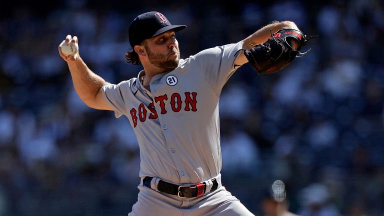 Boston Red Sox's Kutter Crawford pitches during the first inning of a baseball game against the New York Yankees Sunday, Sept. 15, 2024, in New York. (Adam Hunger/AP)