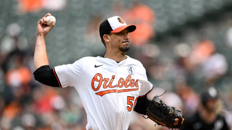Baltimore Orioles starting pitcher Charlie Morton throws during the second inning of a baseball game against the Chicago White Sox, Sunday, June 1, 2025, in Baltimore. (Nick Wass/AP)