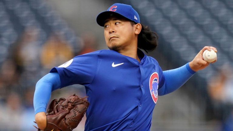 Chicago Cubs pitcher Shota Imanaga delivers during the first inning of a baseball game against the Pittsburgh Pirates Tuesday, April 29, 2025, in Pittsburgh. (Matt Freed/AP)