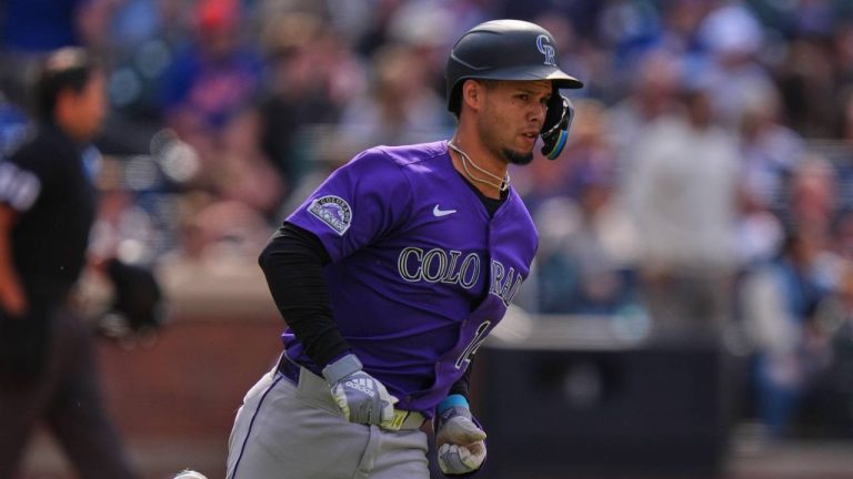 Colorado Rockies' Ezequiel Tovar runs the bases after hitting a home run during the first inning of a baseball game against the New York Mets. (Frank Franklin II/AP)