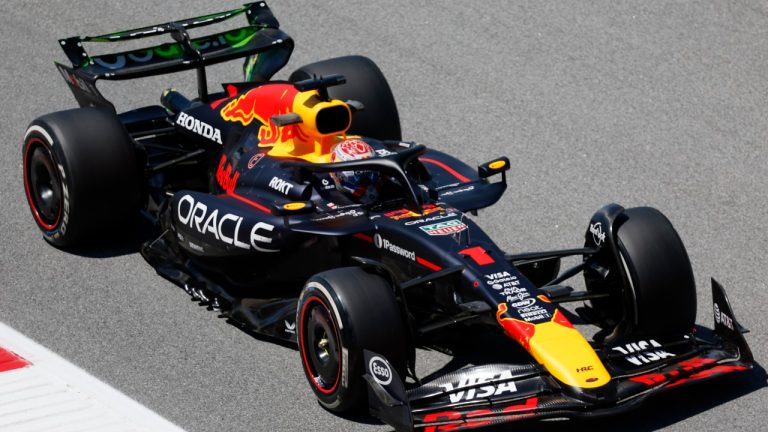 Red Bull driver Max Verstappen of the Netherlands steers his car during the first free practice ahead of the Spanish Grand Prix Formula One race at the Barcelona Catalunya racetrack in Montmelo, near Barcelona, Spain, Friday, May 30, 2025. (Joan Monfort/AP)